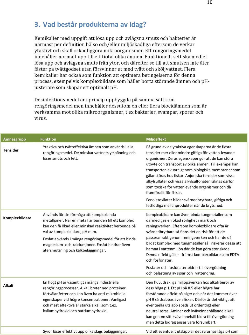 Ett rengöringsmedel innehåller nrmalt upp till ett tital lika ämnen.