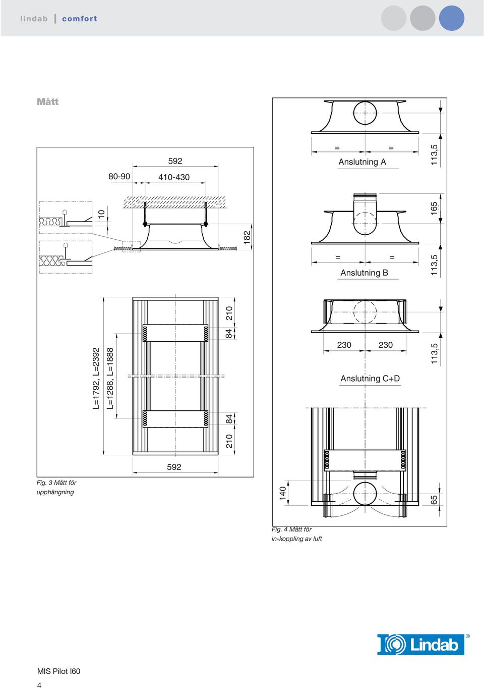 210 84 84 230 230 Anslutning C+D 113,5 592 Fig.