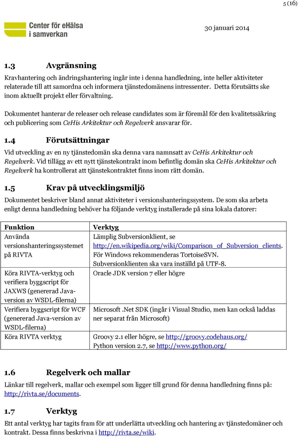 Dokumentet hanterar de releaser och release candidates som är föremål för den kvalitetssäkring och publicering som CeHis Arkitektur och Regelverk ansvarar för. 1.