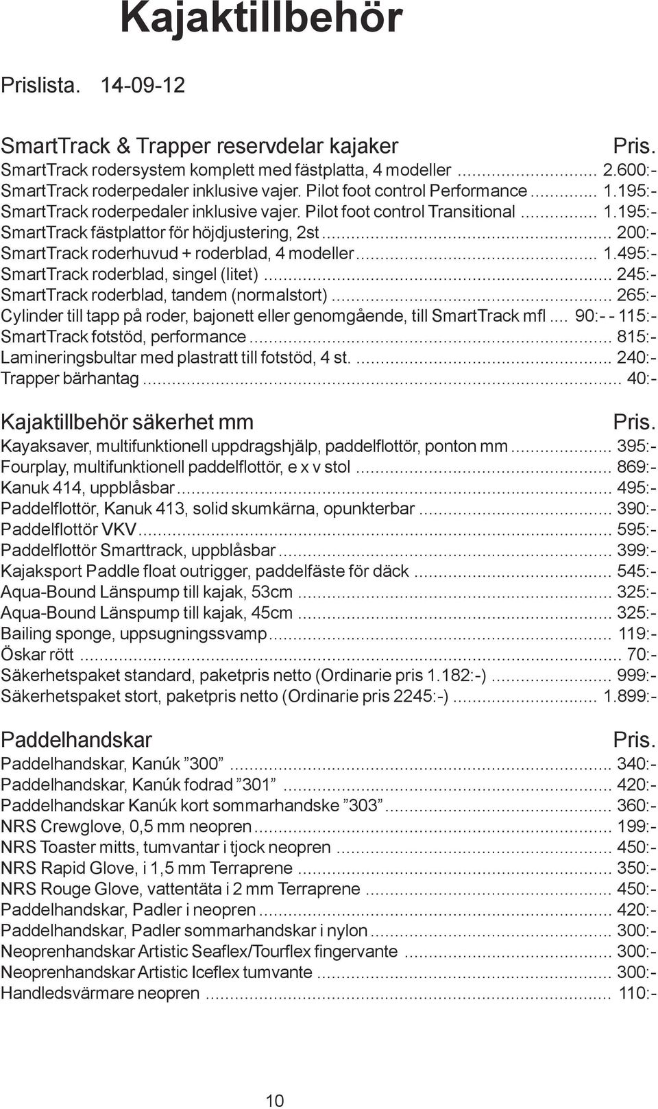 .. 200:- SmartTrack roderhuvud + roderblad, 4 modeller... 1.495:- SmartTrack roderblad, singel (litet)... 245:- SmartTrack roderblad, tandem (normalstort).