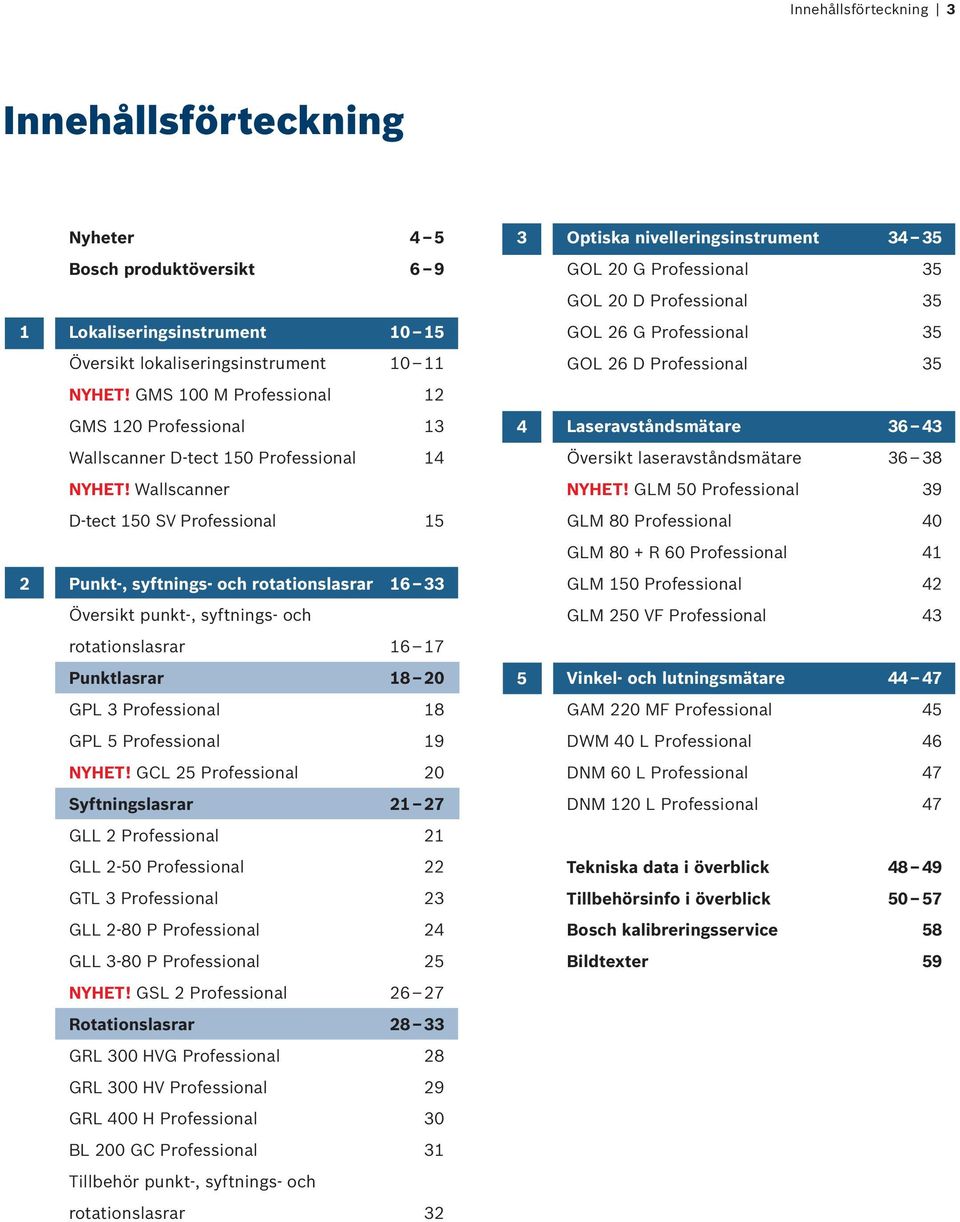 Wallscanner D-tect 150 SV 15 Punkt-, syftnings- och rotationslasrar 16 33 Översikt punkt-, syftnings- och rotationslasrar 16 17 Punktlasrar 18 20 GPL 3 18 GPL 5 19 NYHET!