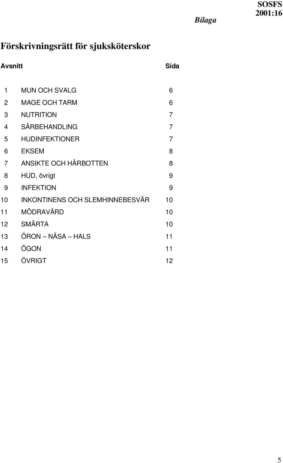 07 ANSIKTE OCH HÅRBOTTEN 08 08 HUD, övrigt 09 09 INFEKTION 09 10 INKONTINENS OCH