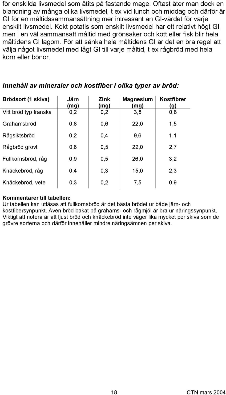 Kokt potatis som enskilt livsmedel har ett relativt högt GI, men i en väl sammansatt måltid med grönsaker och kött eller fisk blir hela måltidens GI lagom.