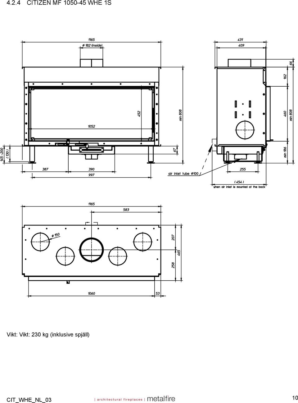 Vikt: 230 kg