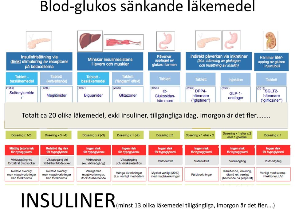 ) Blod-glukos sänkande läkemedel Totalt ca 20