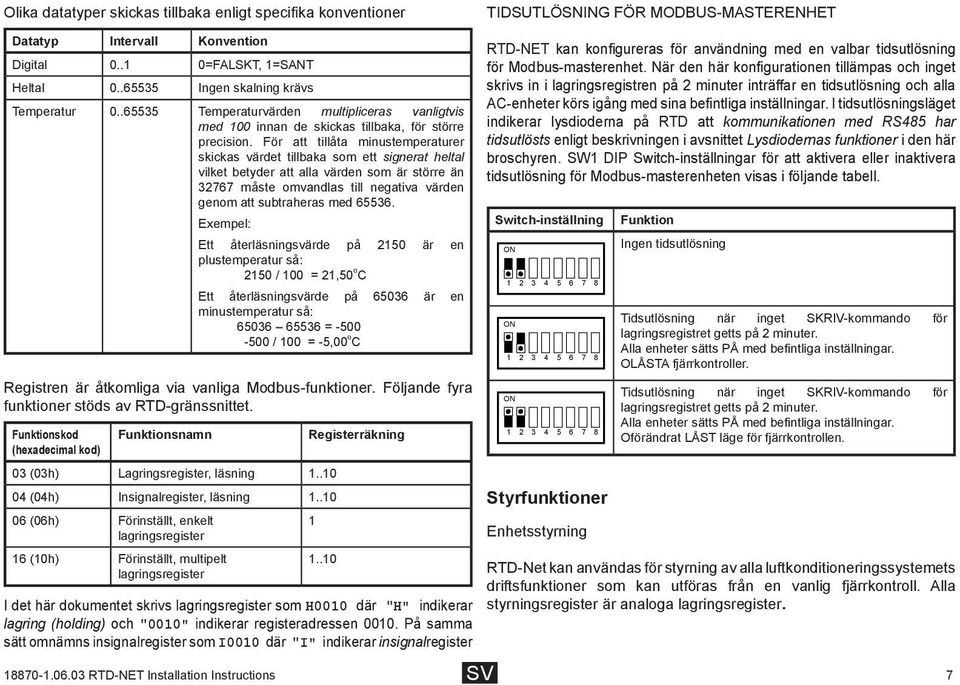 För att tillåta minustemperaturer skickas värdet tillbaka som ett signerat heltal vilket betyder att alla värden som är större än 32767 måste omvandlas till negativa värden genom att subtraheras med