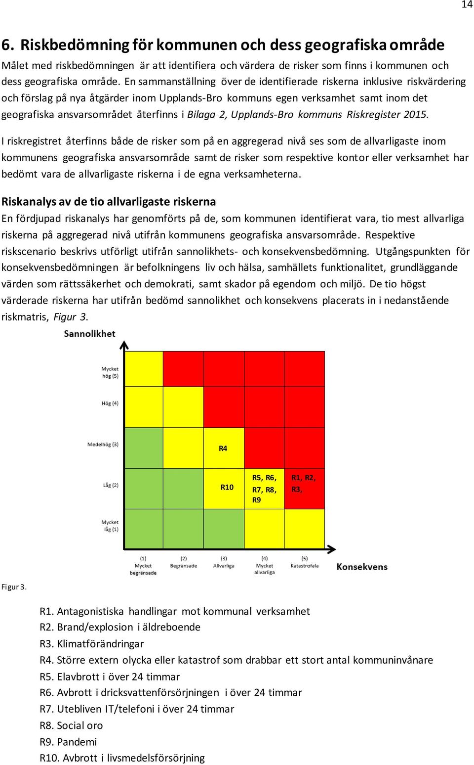 Bilaga 2, Upplands-Bro kommuns Riskregister 2015.