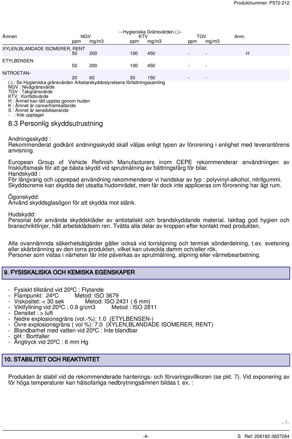 cancerframkallande S : Ämnet är sensibiliserande - : Inte upptaget 8.