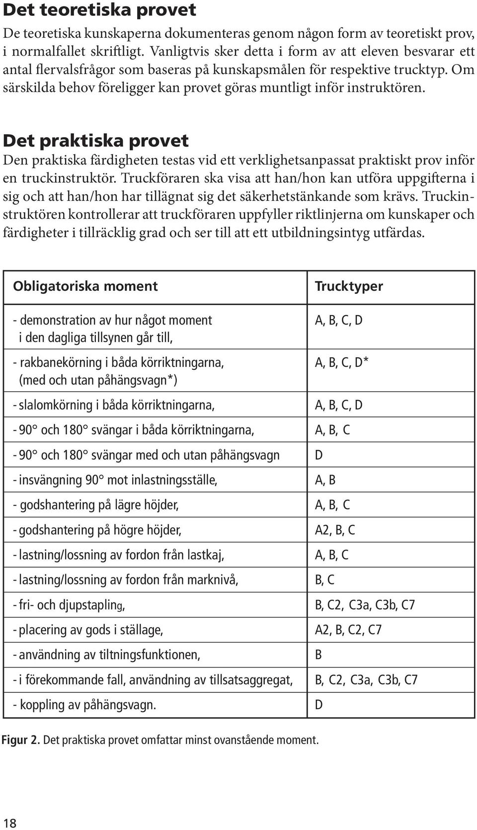 Om särskilda behov föreligger kan provet göras muntligt inför instruktören. Det praktiska provet Den praktiska färdigheten testas vid ett verklighetsanpassat praktiskt prov inför en truckinstruktör.