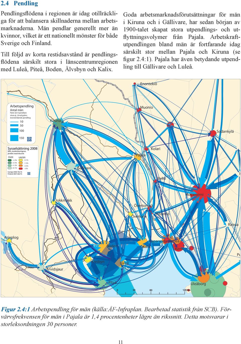 Till följd av korta restidsavstånd är pendlingsflödena särskilt stora i länscentrumregionen med Luleå, Piteå, Boden, Älvsbyn och Kalix.