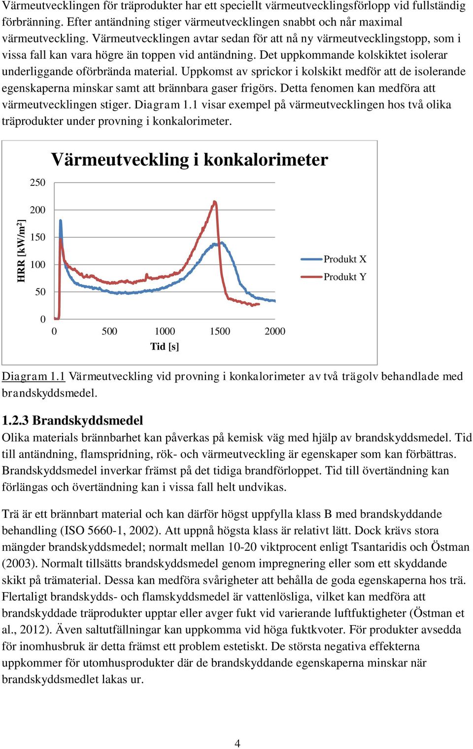 Värmeutvecklingen avtar sedan för att nå ny värmeutvecklingstopp, som i vissa fall kan vara högre än toppen vid antändning. Det uppkommande kolskiktet isolerar underliggande oförbrända material.