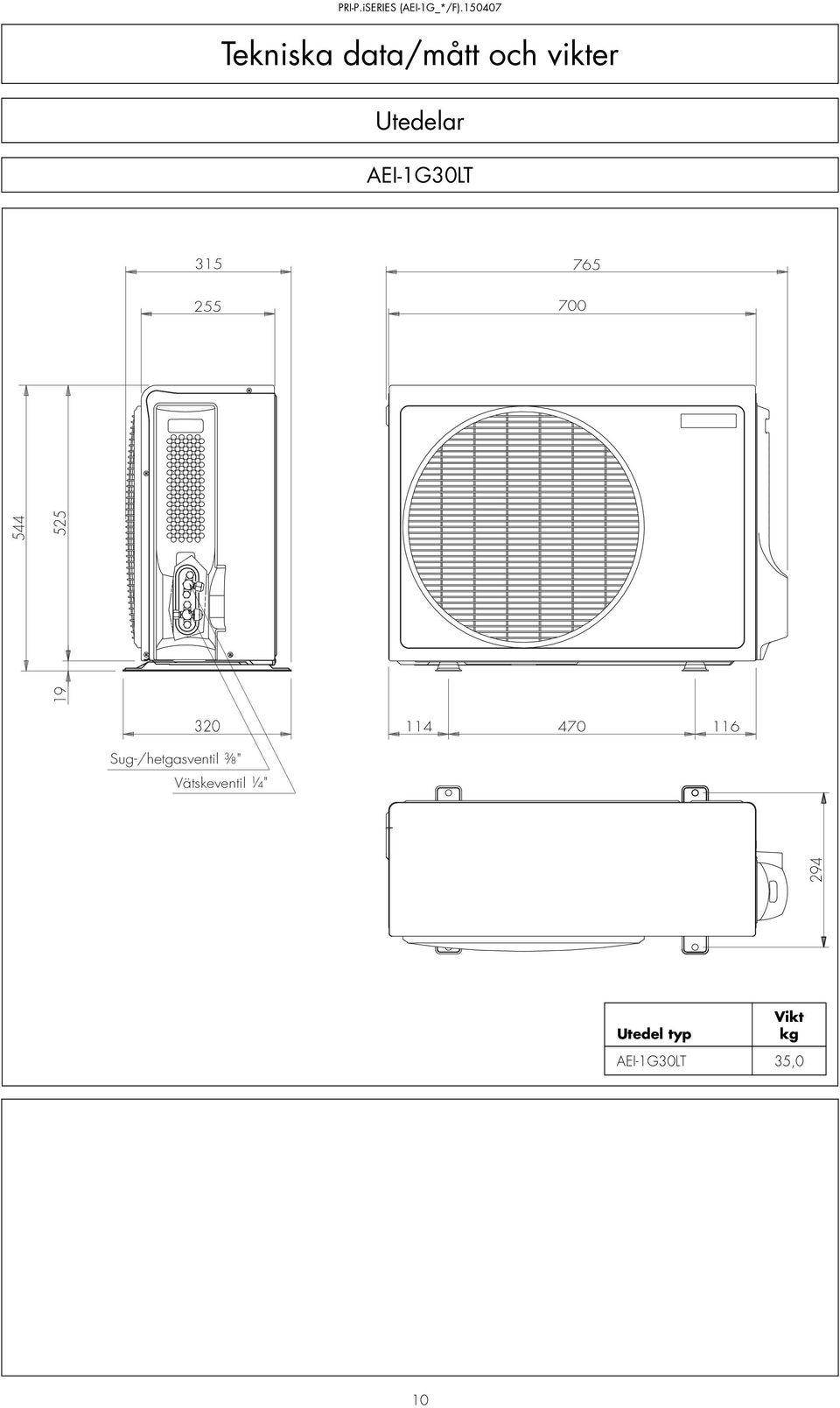 Sug-/hetgasventil 114 470 116 294 525 /3 8"