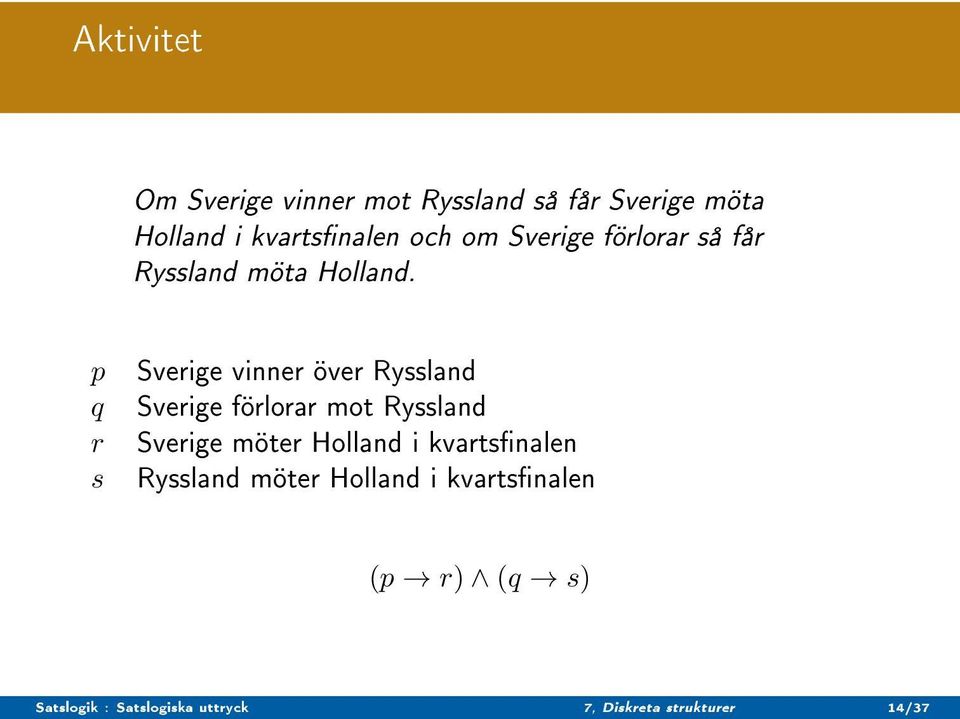 p q r s Sverige vinner över Ryssland Sverige förlorar mot Ryssland Sverige möter