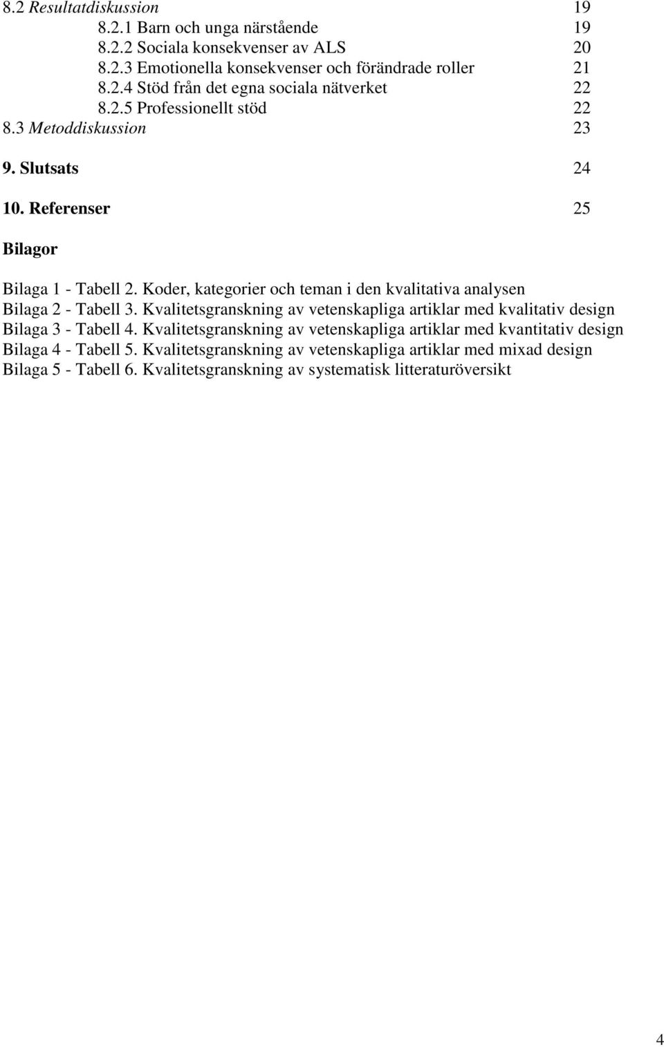 Koder, kategorier och teman i den kvalitativa analysen Bilaga 2 - Tabell 3. Kvalitetsgranskning av vetenskapliga artiklar med kvalitativ design Bilaga 3 - Tabell 4.