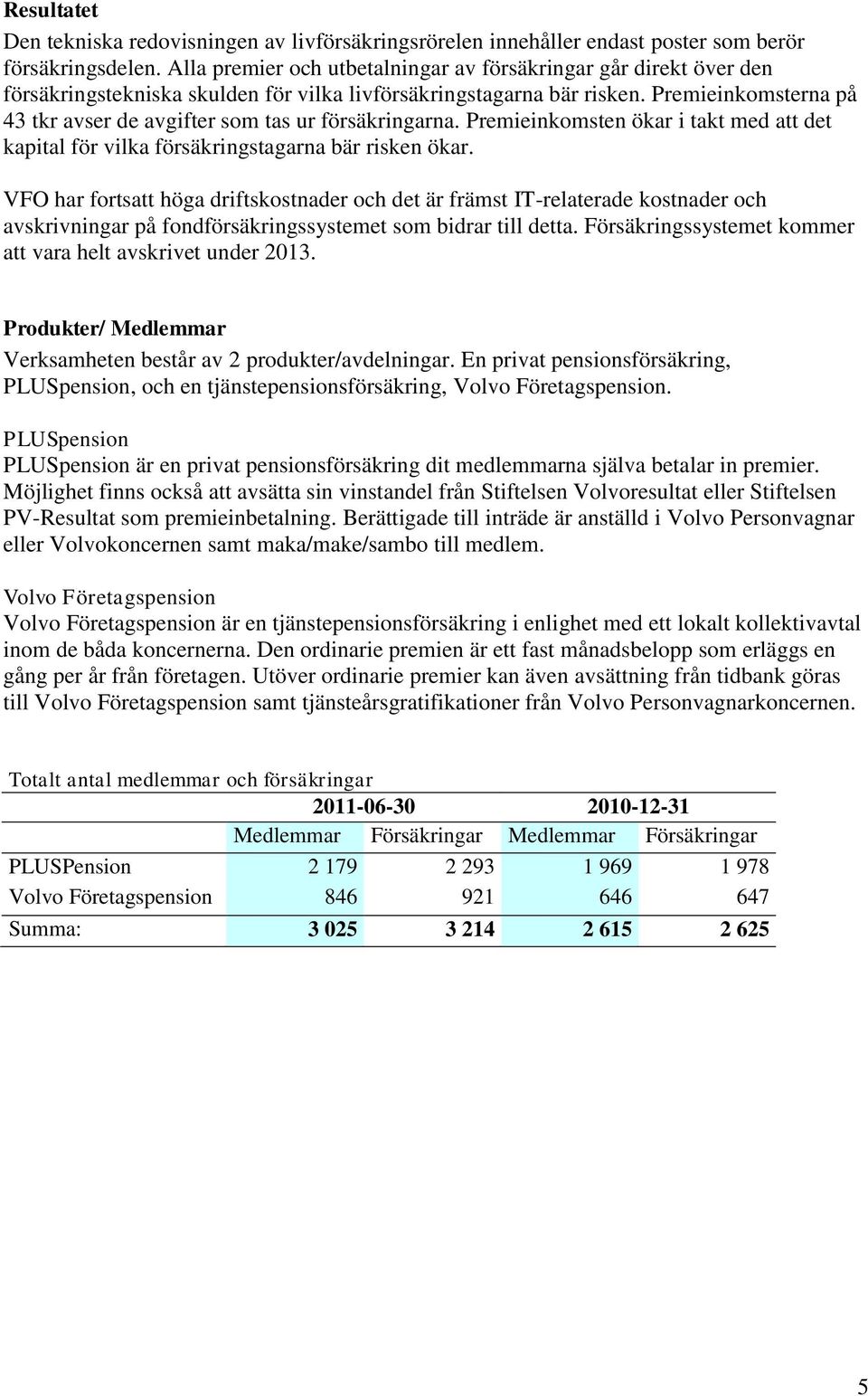 Premieinkomsterna på 43 tkr avser de avgifter som tas ur försäkringarna. Premieinkomsten ökar i takt med att det kapital för vilka försäkringstagarna bär risken ökar.