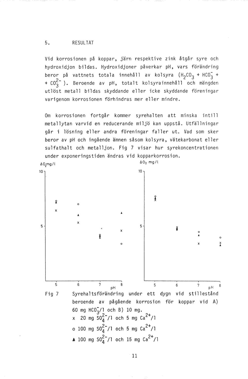 Beroende av ph, totalt kolsyrainnehall och mangden utlost metall bildas skyddande eller icke skyddande foreningar varigenom korrosionen forhindras mer eller mindre.