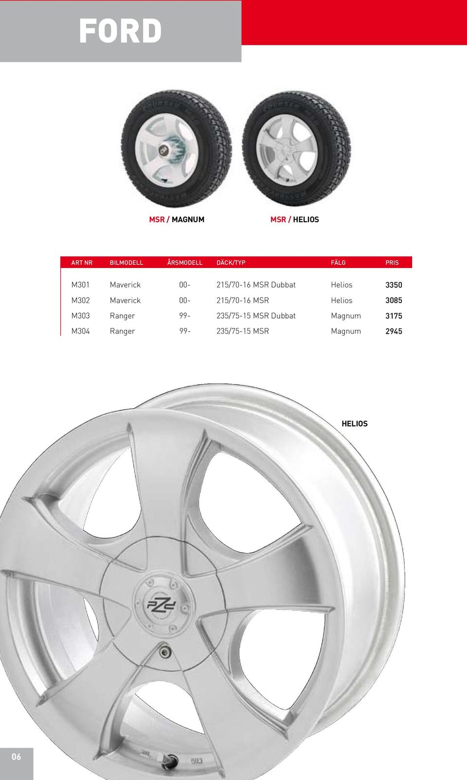 00-215/70-16 MSR Helios 3085 M303 Ranger 99-235/75-15