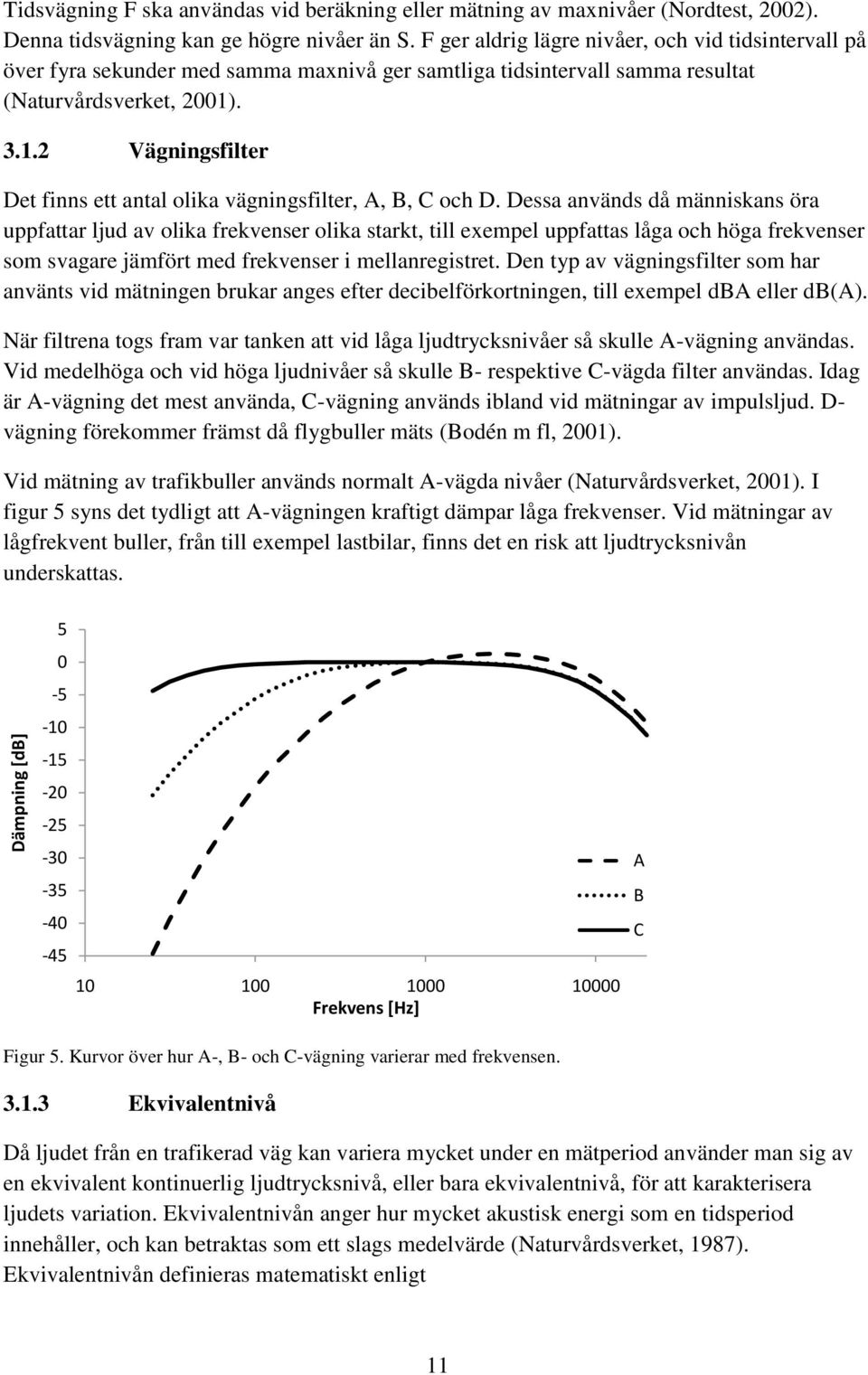 . 3.1.2 Vägningsfilter Det finns ett antal olika vägningsfilter, A, B, C och D.