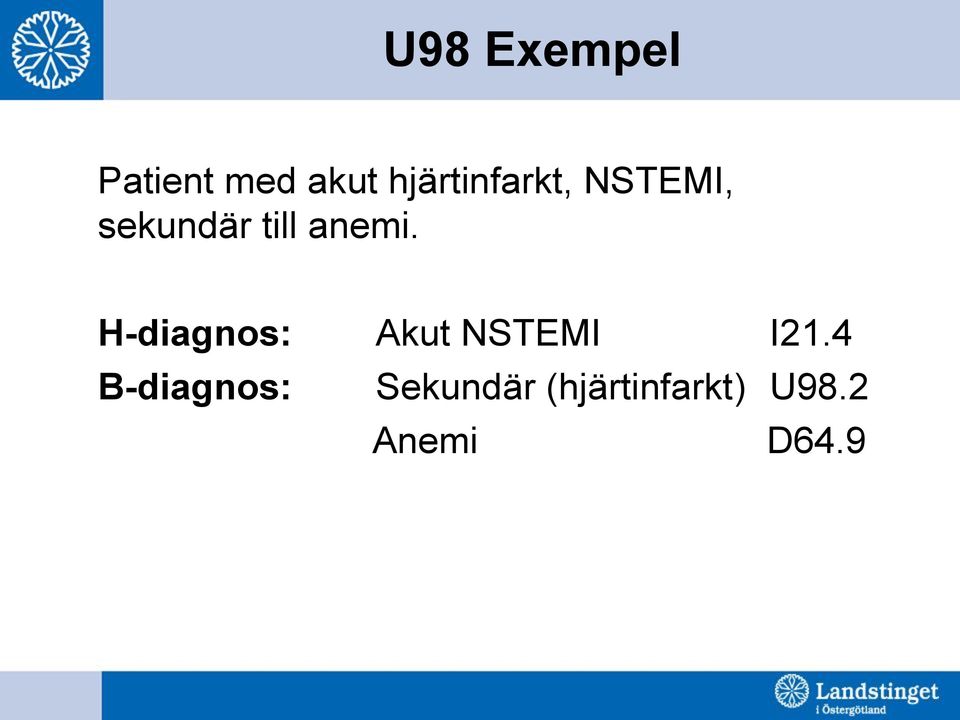 anemi. H-diagnos: Akut NSTEMI I21.