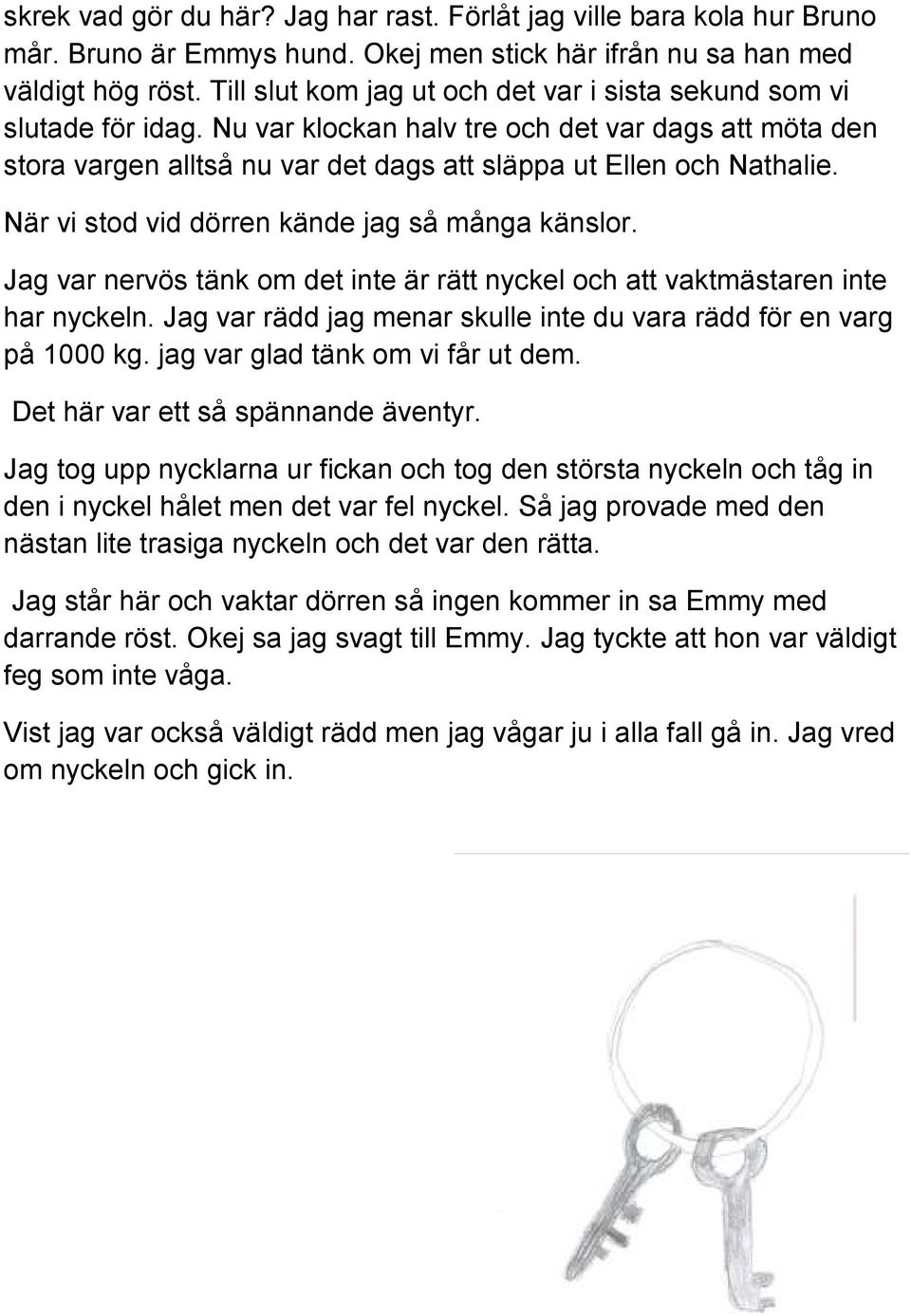 När vi stod vid dörren kände jag så många känslor. Jag var nervös tänk om det inte är rätt nyckel och att vaktmästaren inte har nyckeln.