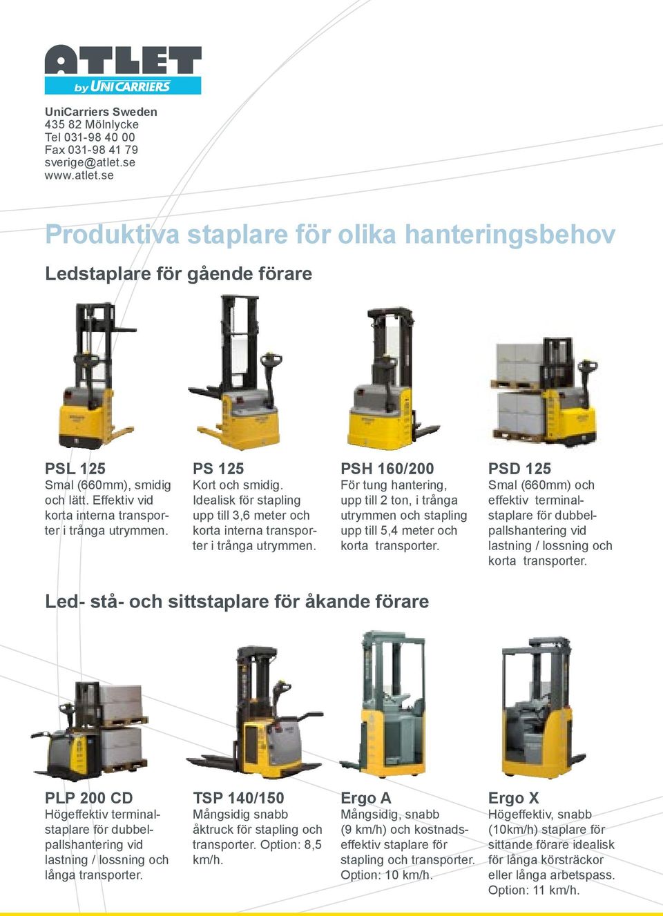 PSH 160/200 För tung hantering, upp till 2 ton, i trånga utrymmen och stapling upp till 5,4 meter och korta transporter.