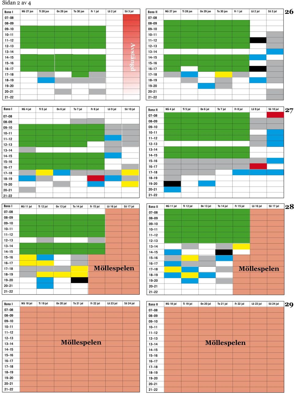 12 jul On 13 jul To 14 jul Fr 15 jul Lö 16 jul Sö 17 jul Möllespelen Bana II Må 11 jul Ti 12 jul On 13 jul To 14 jul Fr 15 jul Lö 16 jul Sö 17 jul Möllespelen 28 Bana I