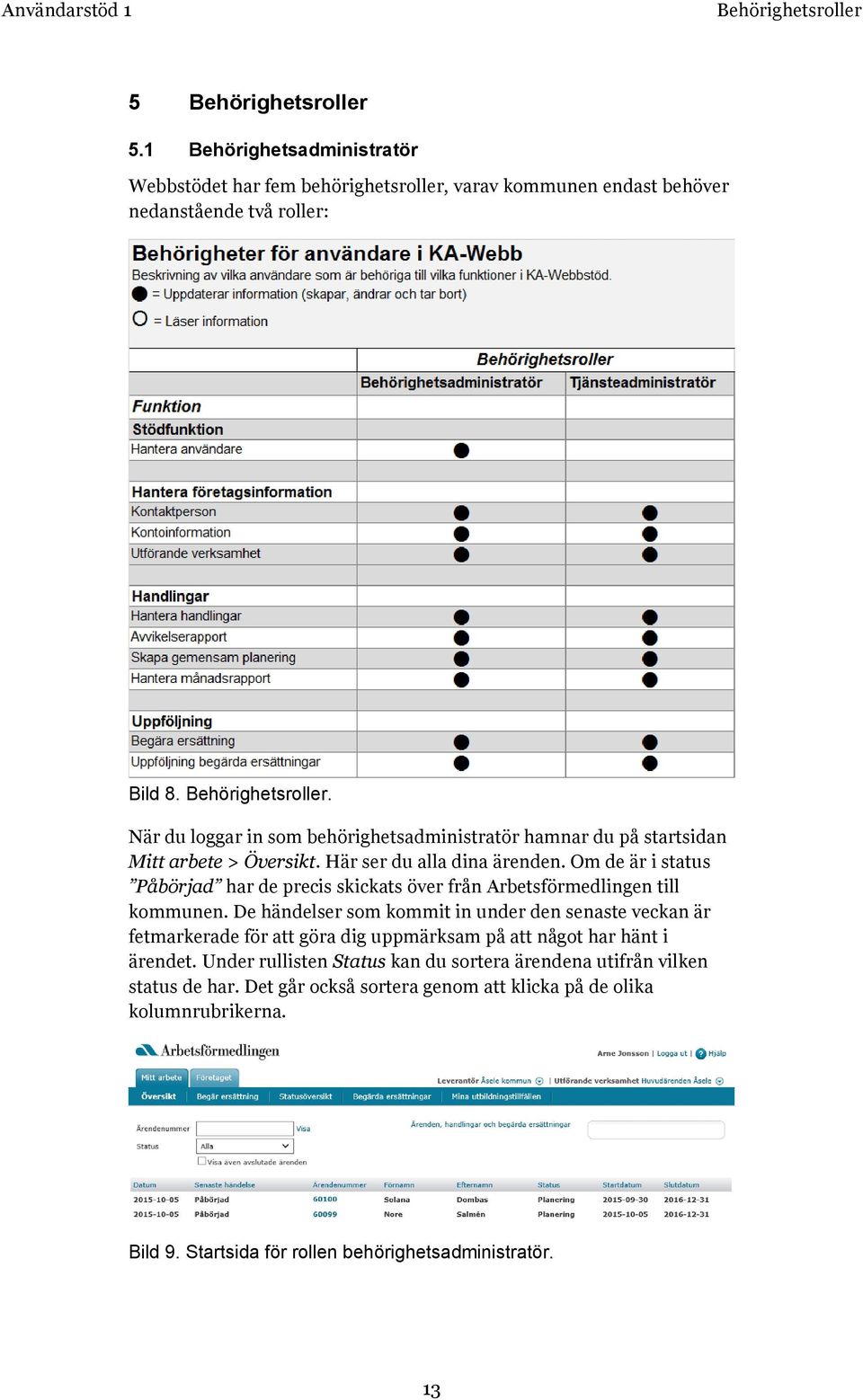 Om de är i status Påbörjad har de precis skickats över från Arbetsförmedlingen till kommunen.