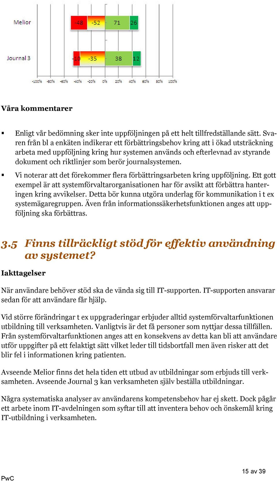 journalsystemen. Vi noterar att det förekommer flera förbättringsarbeten kring uppföljning.