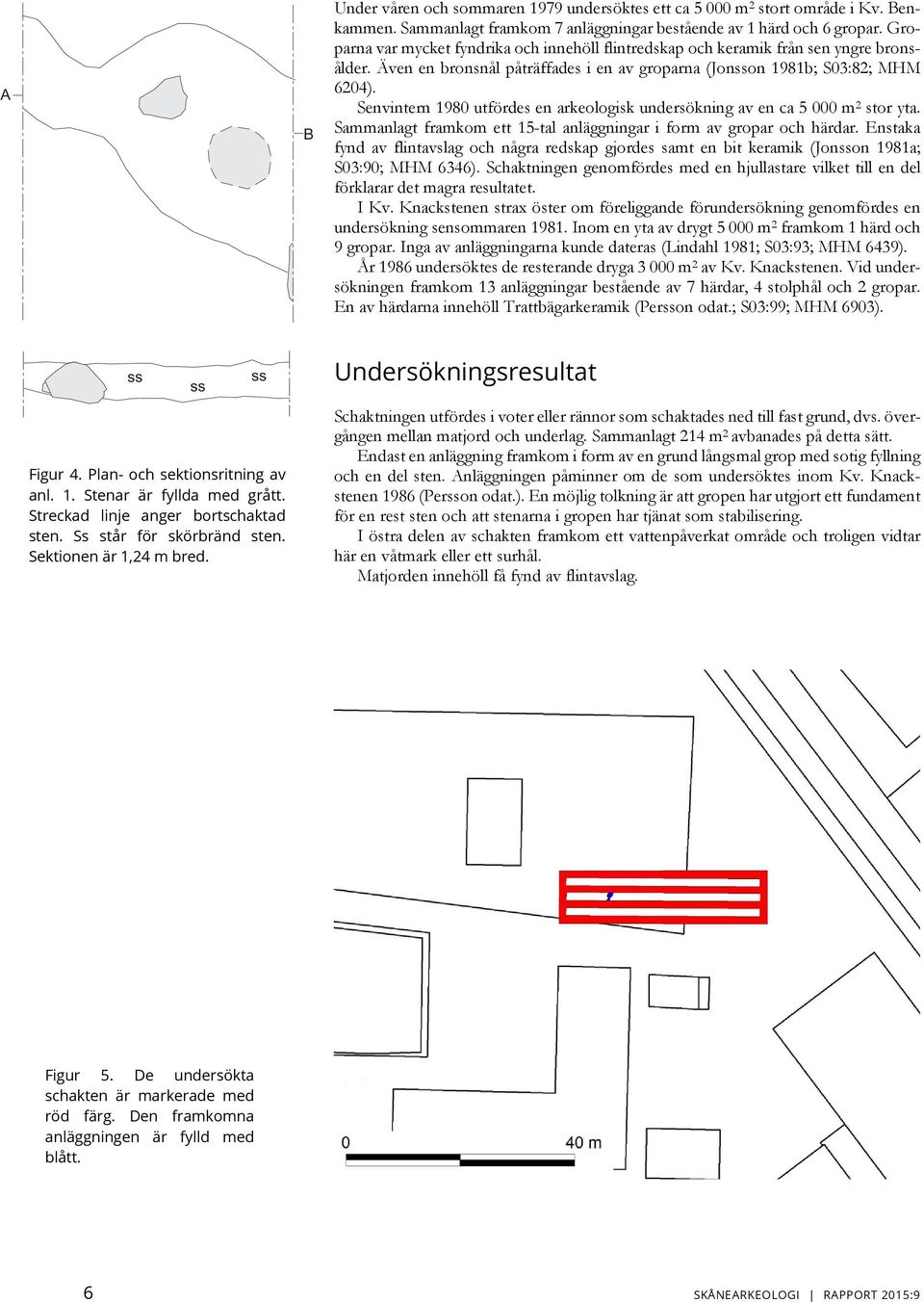 Senvintern 1980 utfördes en arkeologisk undersökning av en ca 5 000 m 2 stor yta. Sammanlagt framkom ett 15-tal anläggningar i form av gropar och härdar.