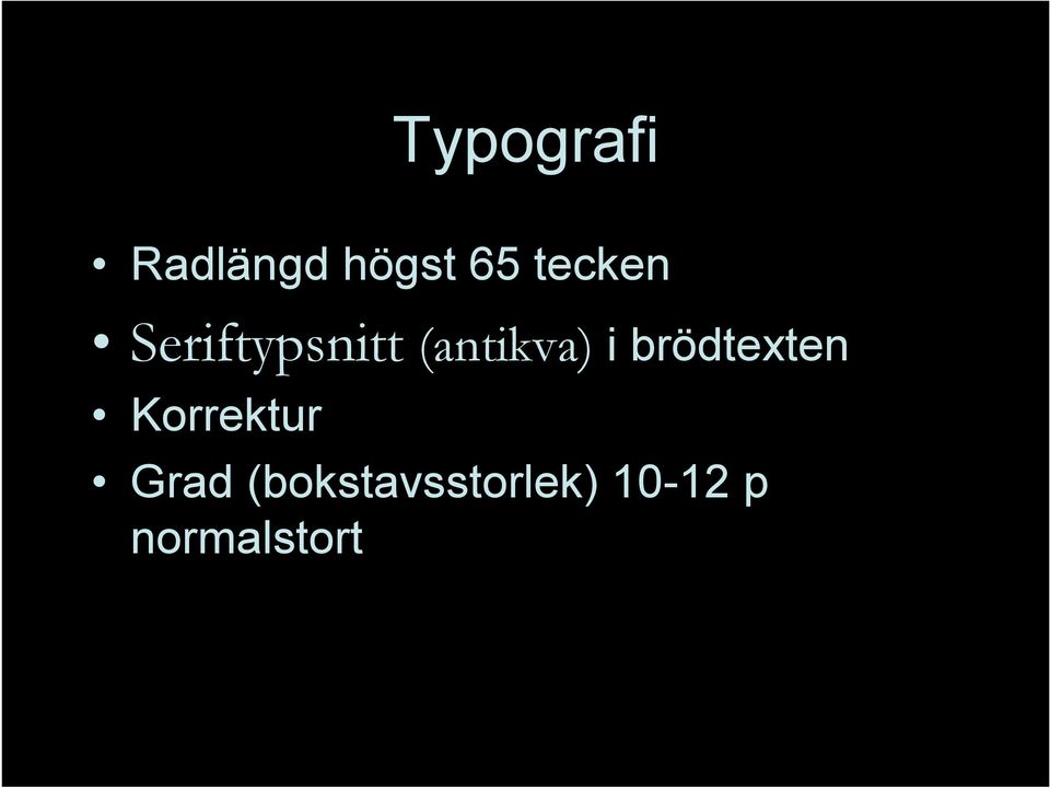 i brödtexten Korrektur Grad