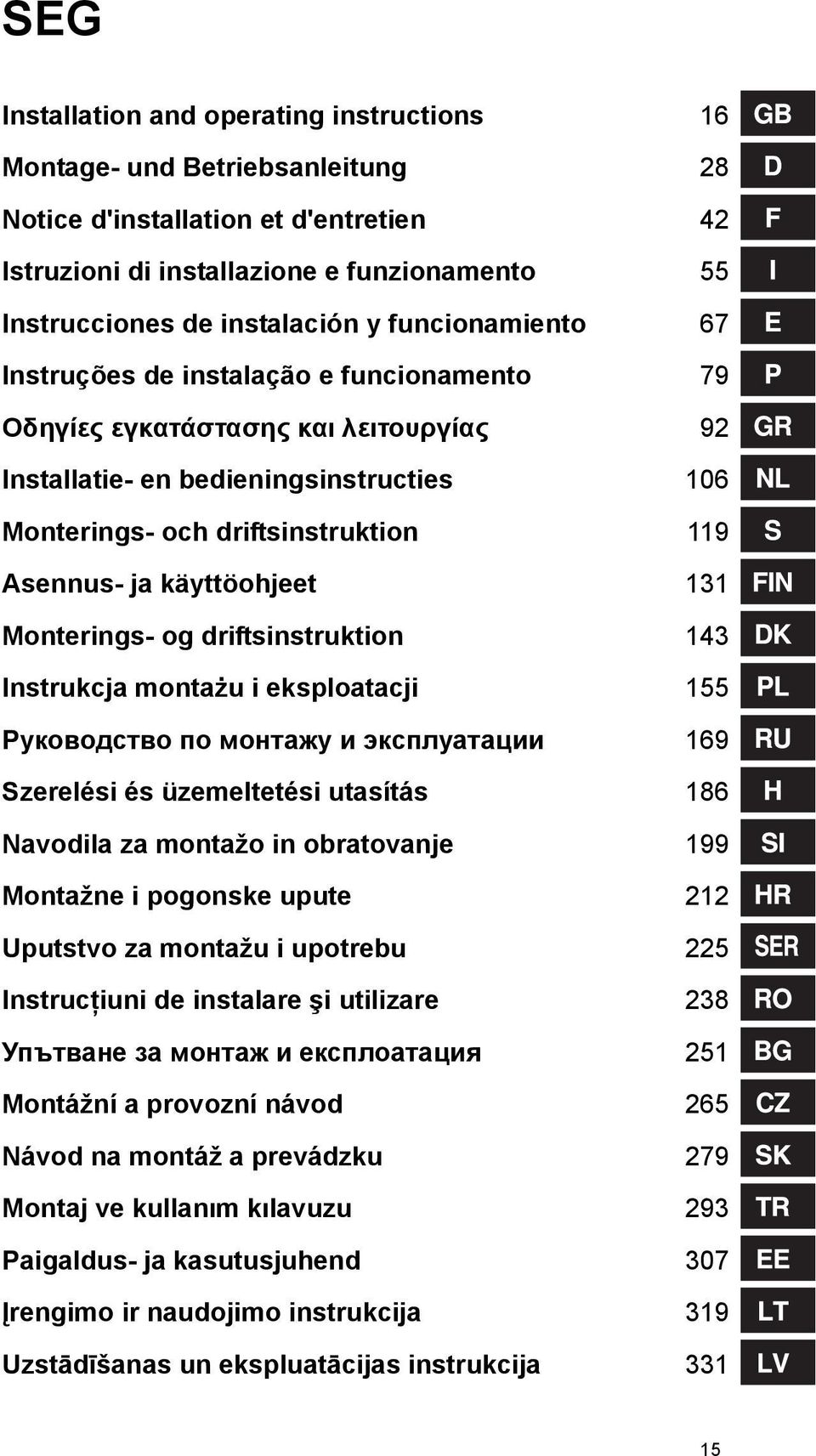 käyttöohjeet 131 Monterings- og driftsinstruktion 143 Instrukcja montażu i eksploatacji 155 Руководство по монтажу и эксплуатации 169 Szerelési és üzemeltetési utasítás 186 Navodila za montažo in