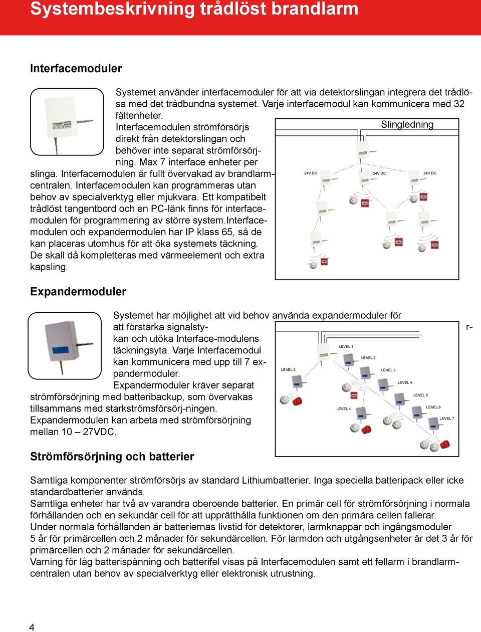 Max 7 interface enheter per slinga. Interfacemodulen är fullt övervakad av brandlarmcentralen. Interfacemodulen kan programmeras utan behov av specialverktyg eller mjukvara.