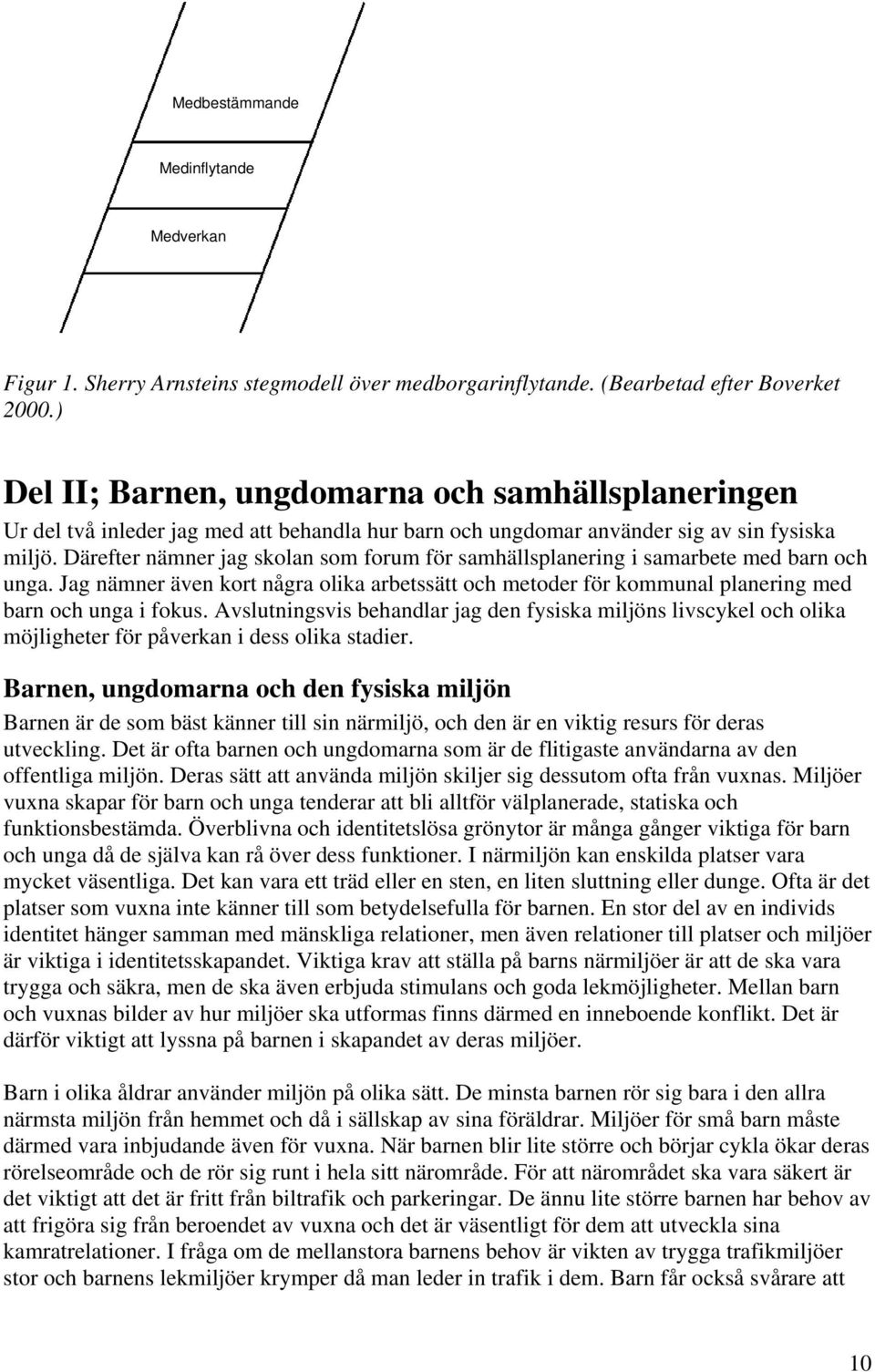 Jg nämner även kor någr olik rbeä och meoder för kommunl plnering med brn och ung i foku. Avluningvi behndlr jg den fyik miljön livcykel och olik möjligheer för påverkn i de olik dier.