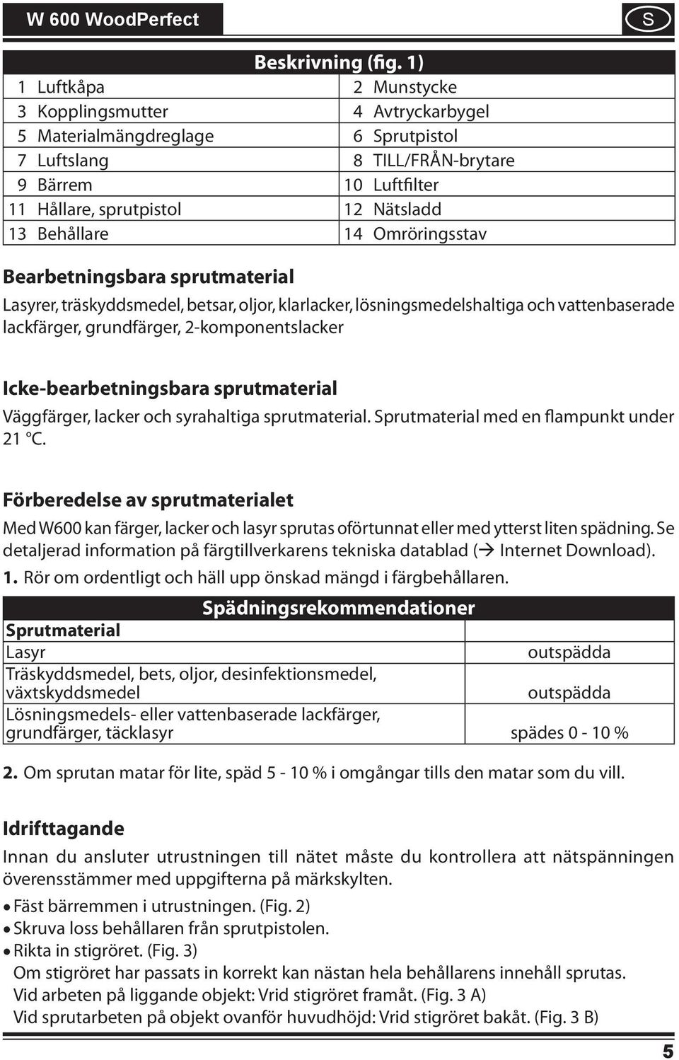 Behållare 14 Omröringsstav Bearbetningsbara sprutmaterial Lasyrer, träskyddsmedel, betsar, oljor, klarlacker, lösningsmedelshaltiga och vattenbaserade lackfärger, grundfärger, 2-komponents lacker