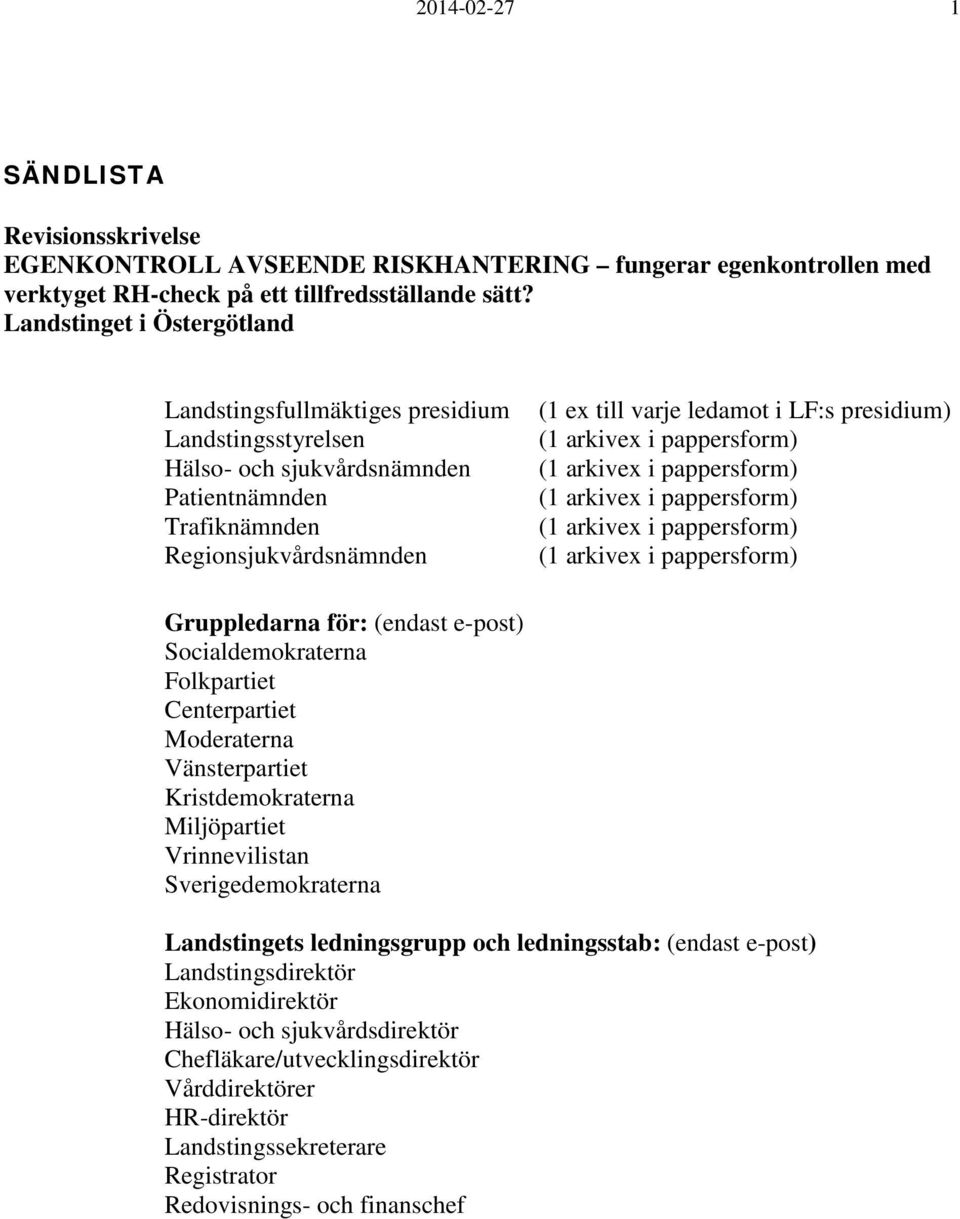 presidium) (1 arkivex i pappersform) (1 arkivex i pappersform) (1 arkivex i pappersform) (1 arkivex i pappersform) (1 arkivex i pappersform) Gruppledarna för: (endast e-post) Socialdemokraterna