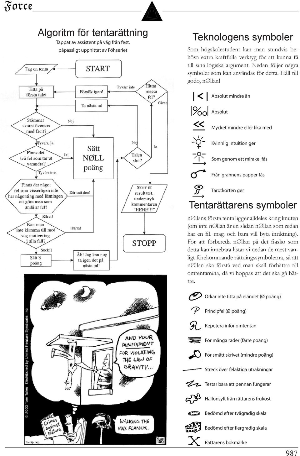 Absolut mindre än Absolut Mycket mindre eller lika med Kvinnlig intuition ger Som genom ett mirakel fås Från grannens papper fås Tarotkorten ger Tentarättarens symboler nøllans första tenta ligger