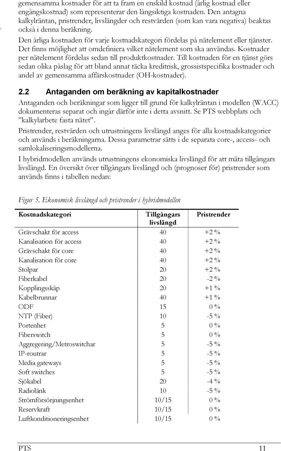 Den årliga kostnaden för varje kostnadskategori fördelas på nätelement eller tjänster. Det finns möjlighet att omdefiniera vilket nätelement som ska användas.