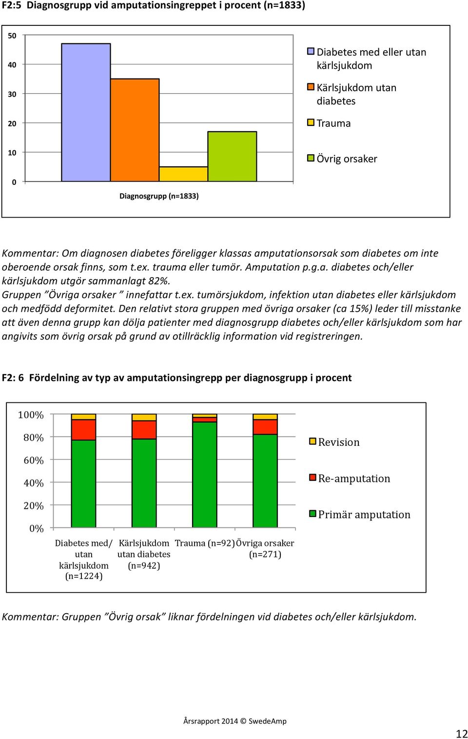 Gruppen Övriga orsaker innefattar t.ex. tumörsjukdom, infektion utan diabetes eller kärlsjukdom och medfödd deformitet.