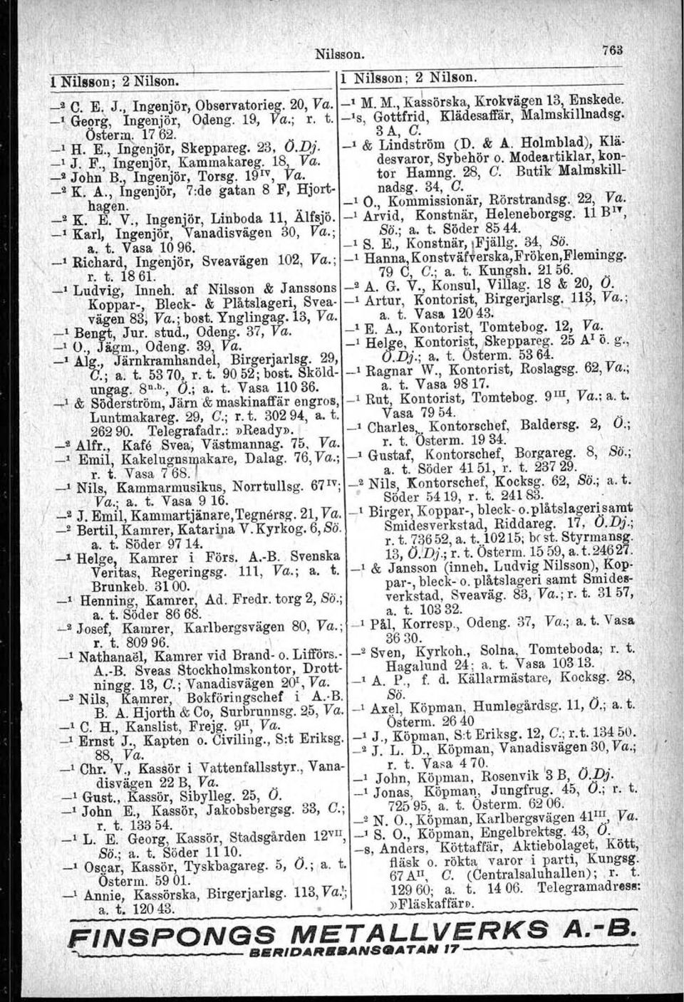 desvaror, Sybehör o. Modeartiklar, kon-, _OJ John,lL Ingenjör, Torsg. 191v, va. tor Hamng. 2S, C. ButiJrlMalmskill- _2 K. A:, Ingenjör, 7:de gatan 8 F, Hjort- nadsg". 34, C. hagen: -' O.