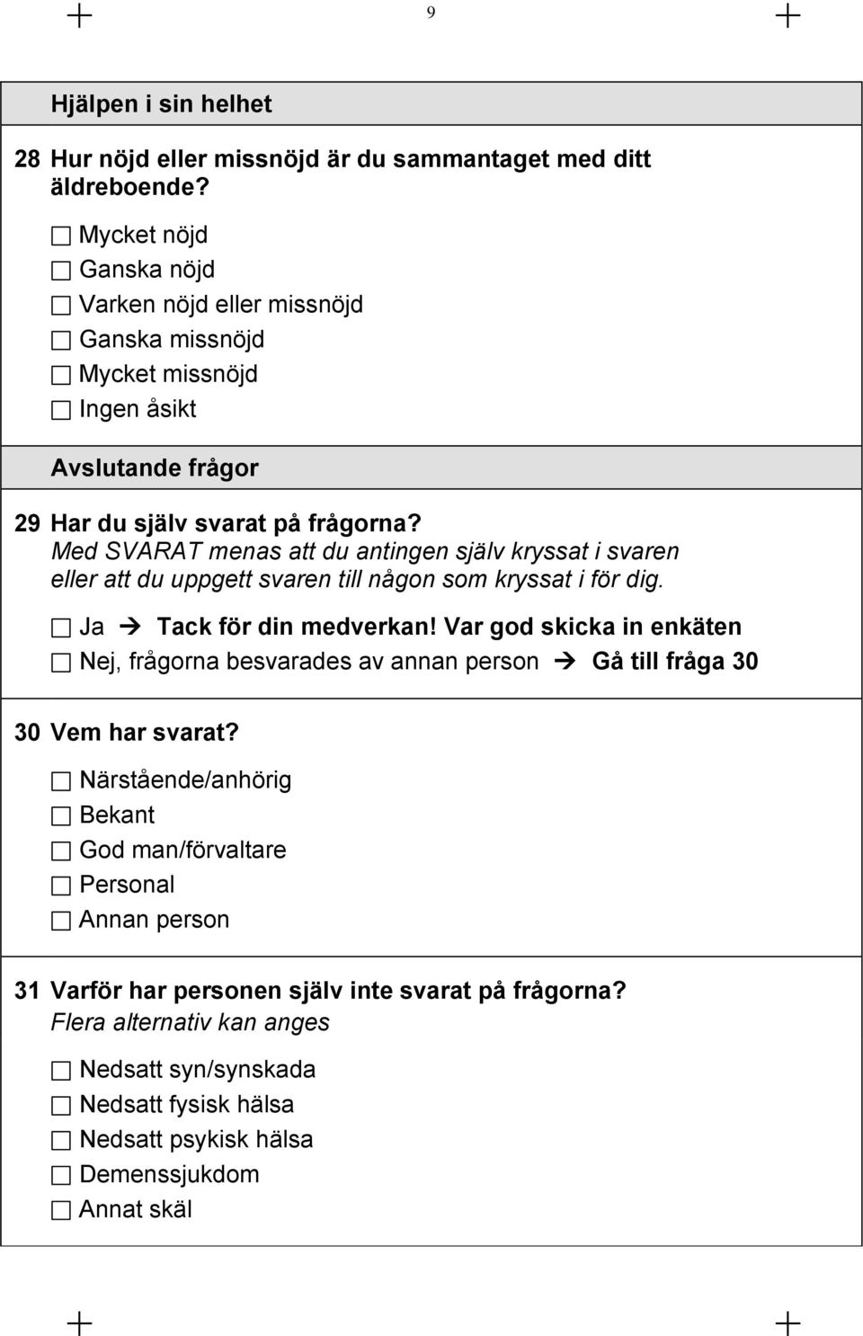 Med SVARAT menas att du antingen själv kryssat i svaren eller att du uppgett svaren till någon som kryssat i för dig. Tack för din medverkan!