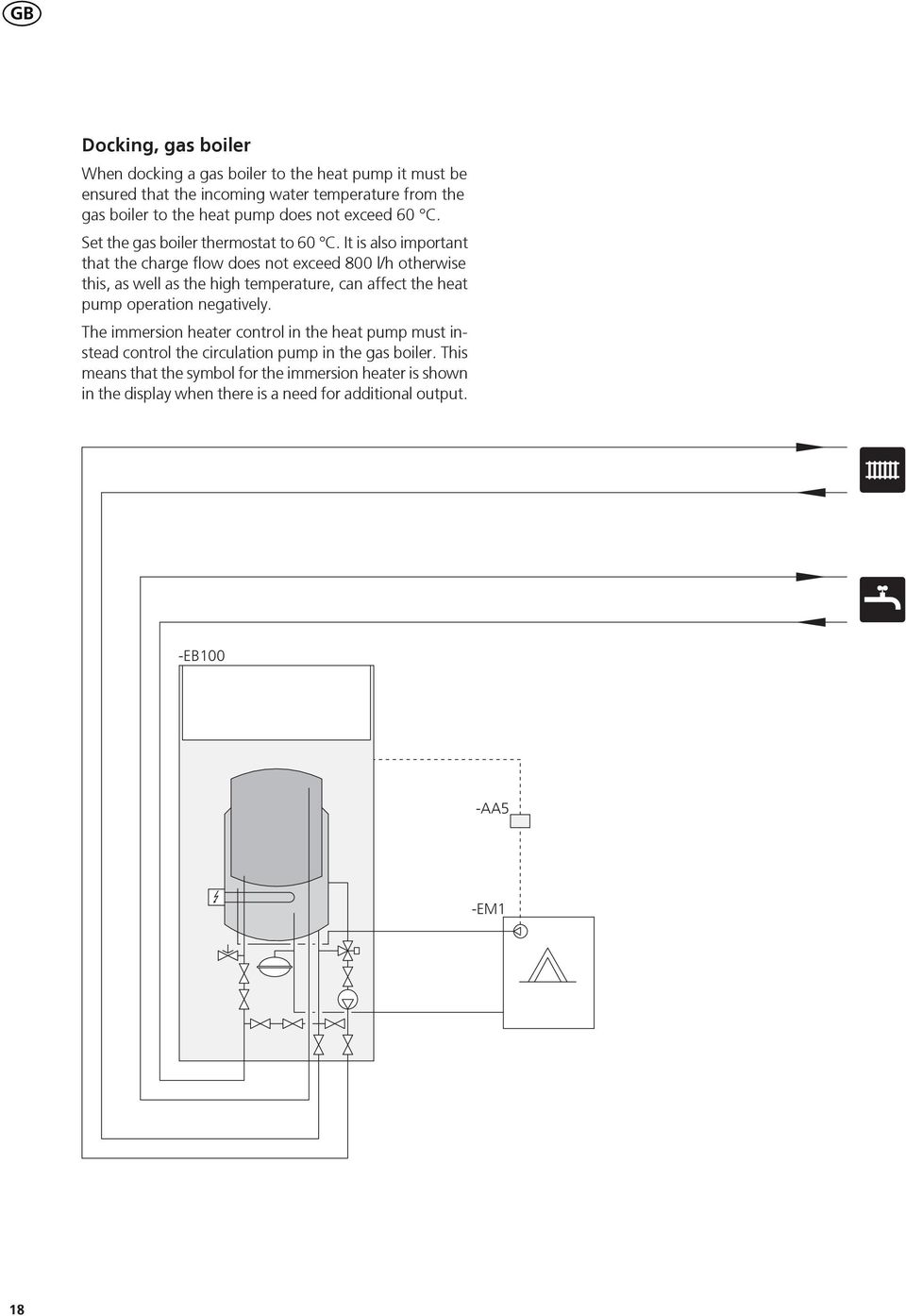 It is also important that the charge flow does not exceed 00 l/h otherwise this, as well as the high temperature, can affect the heat pump operation