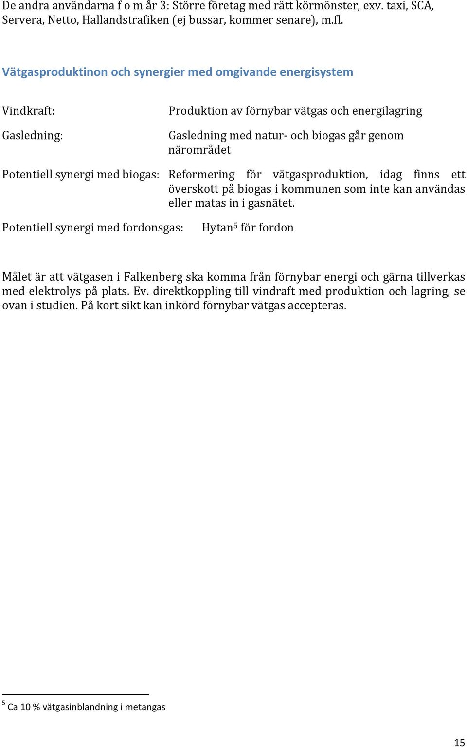 synergi med biogas: Reformering för vätgasproduktion, idag finns ett överskott på biogas i kommunen som inte kan användas eller matas in i gasnätet.