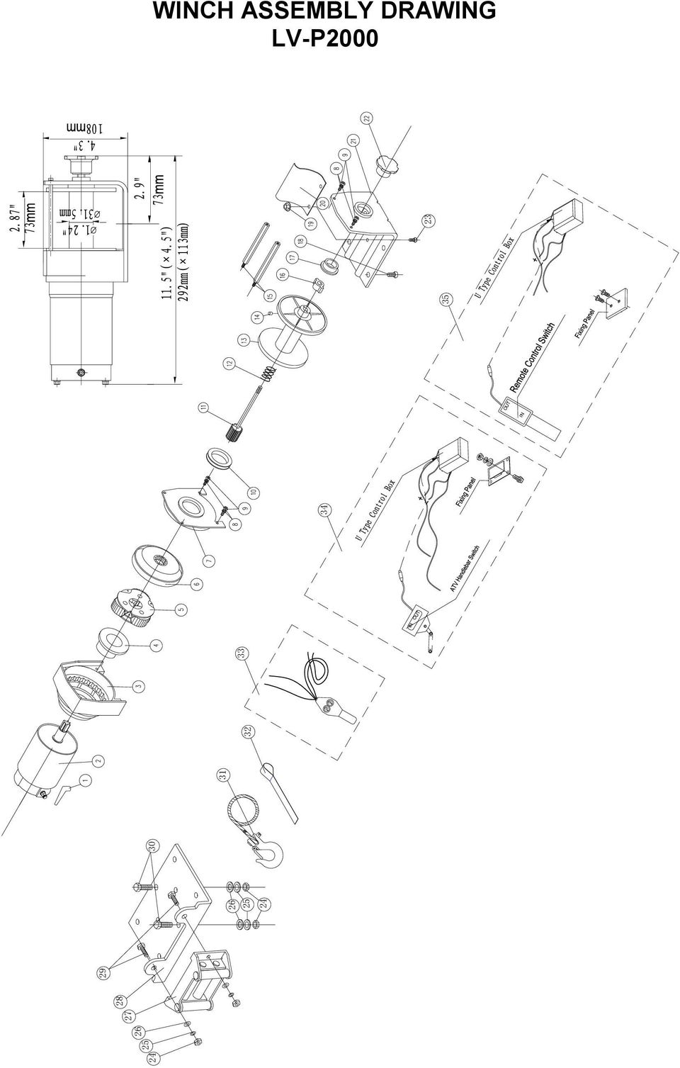 23 IN WINCH ASSEMBLY