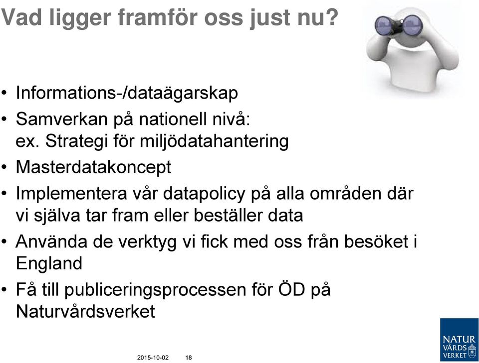 Strategi för miljödatahantering Masterdatakoncept Implementera vår datapolicy på alla