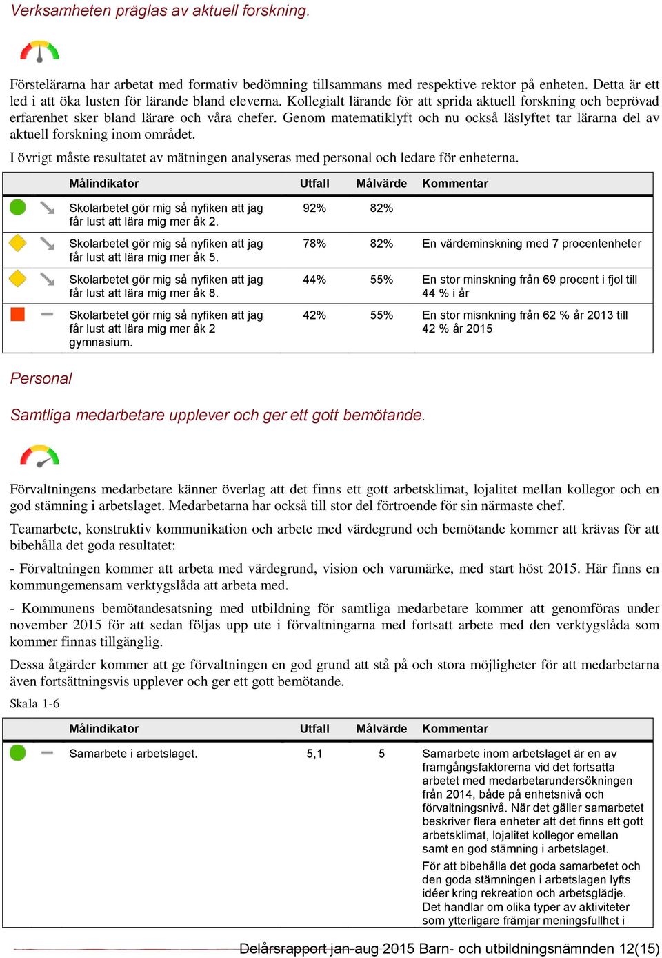 Genom matematiklyft och nu också läslyftet tar lärarna del av aktuell forskning inom området. I övrigt måste resultatet av mätningen analyseras med personal och ledare för enheterna.