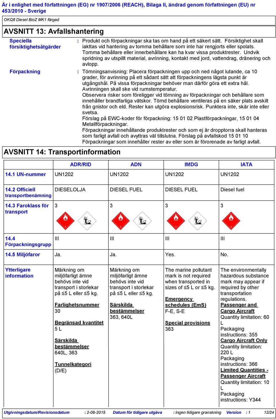 Undvik spridning av utspillt material, avrinning, kontakt med jord, vattendrag, dränering och avlopp.