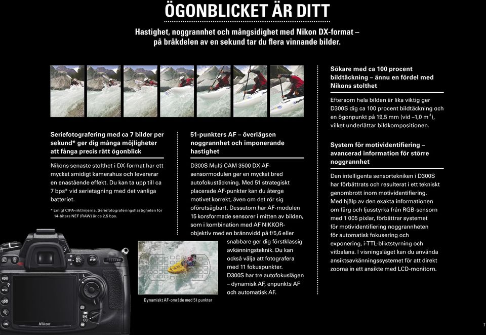 överlägsen noggrannhet och imponerande hastighet Nikons senaste stolthet i DX-format har ett D300S Multi CAM 3500 DX AFsensormodulen ger en mycket bred mycket smidigt kamerahus och levererar en