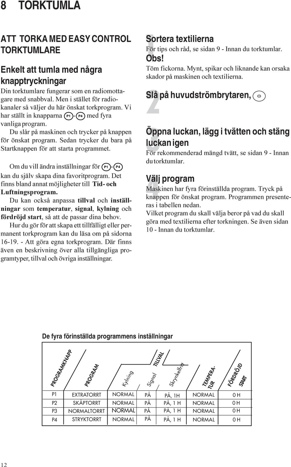 Sedan trycker du bara på Startknappen för att starta programmet. - P4 Om du vill ändra inställningar för P1 kan du själv skapa dina favoritprogram.