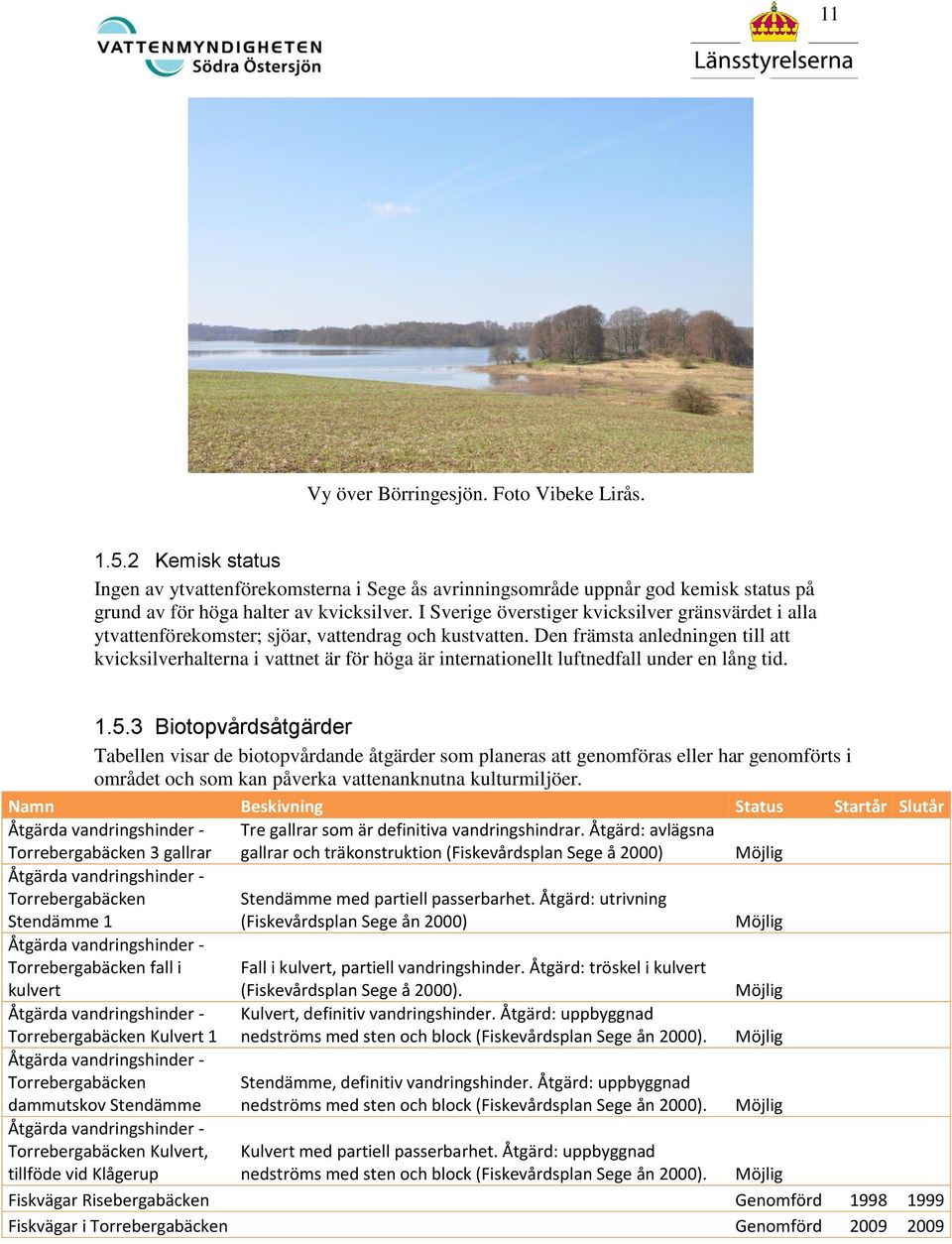 Den främsta anledningen till att kvicksilverhalterna i vattnet är för höga är internationellt luftnedfall under en lång tid. 1.5.