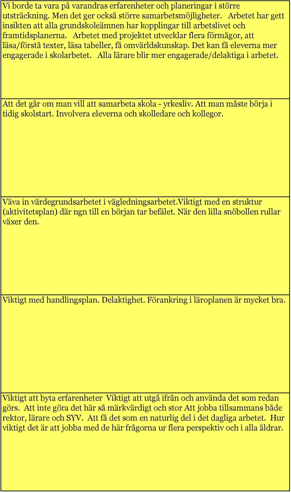 Arbetet med projektet utvecklar flera förmågor, att läsa/förstå texter, läsa tabeller, få omvärldskunskap. Det kan få eleverna mer engagerade i skolarbetet.